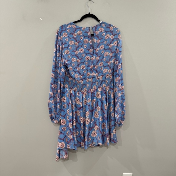 A.L.C. Dress Behati Mini Asymmetric Pleated in Blue Floral - Picture 8 of 8